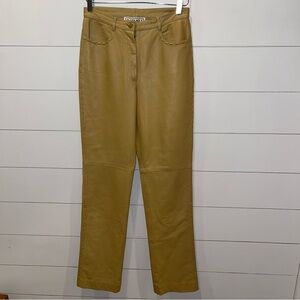 Carlisle Womens Tan Genuine Leather Pants Size 4